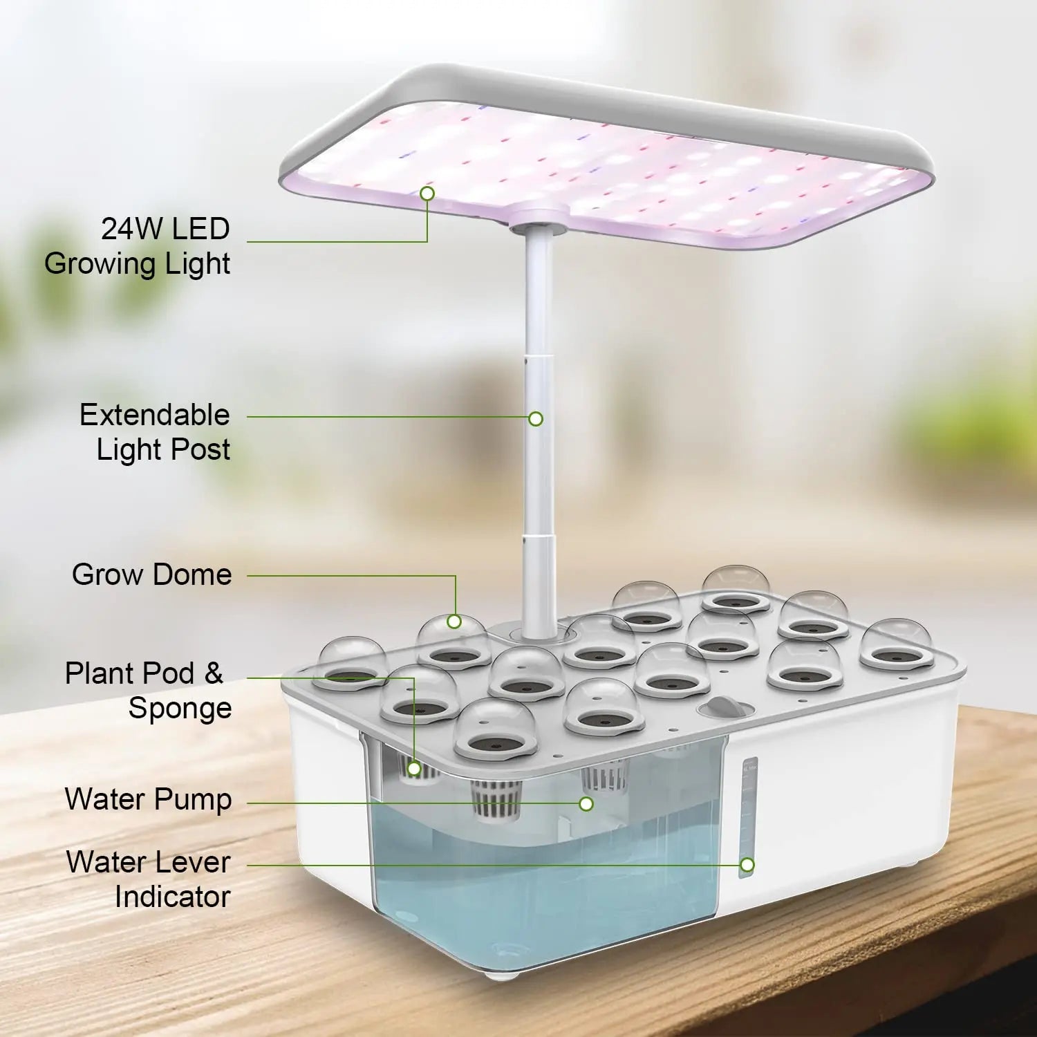 Moktan Sabai Smart WiFi Hydroponic Growing System Indoor Herb Garden LED Grow Light