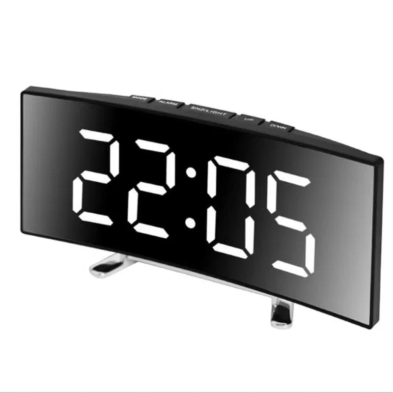 Moktan Sabai LED Mirror Alarm Clock Large Curved Digital Desktop Smart Silent Living Room G2234A