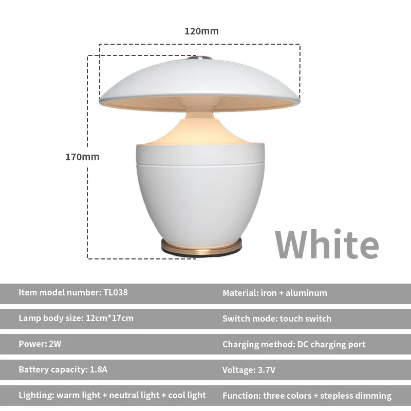Nordic Battery Powered Dimmable LED Night Table Lamp Small Bedroom Home Decor