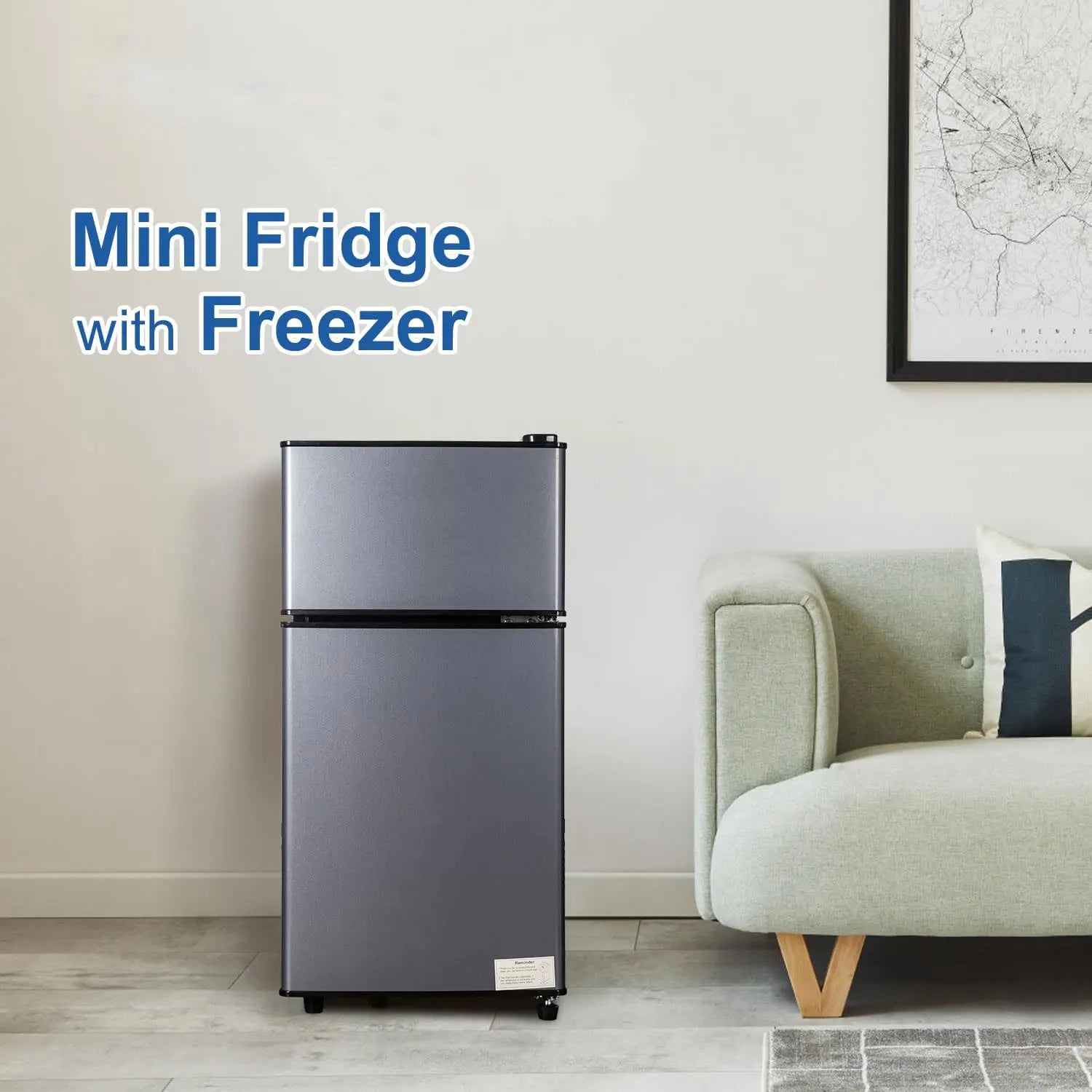 Moktan Sabai 2.9 Cu.Ft Mini Fridge with Freezer Small Energy-Saving Double Door Refrigerator