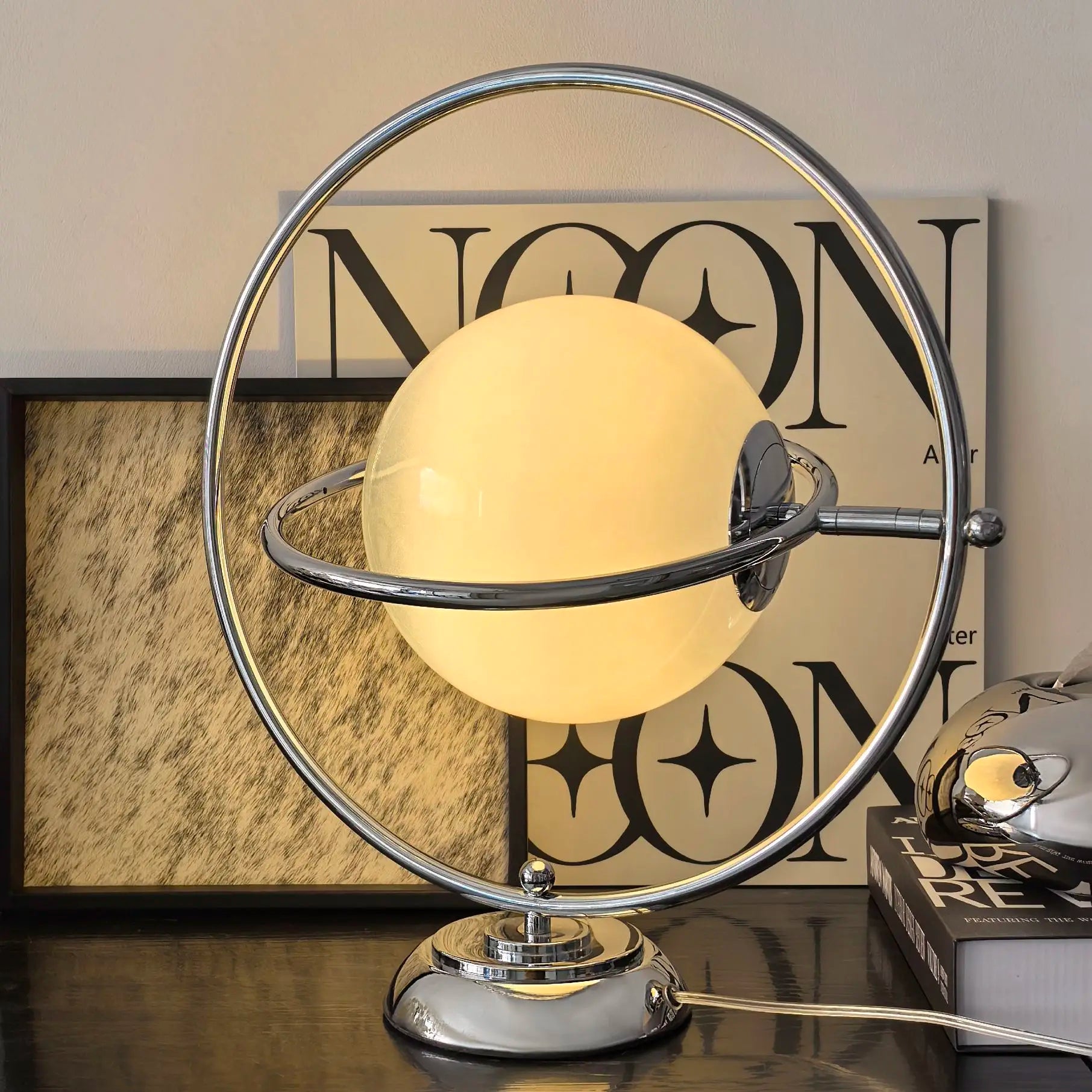 Moktan Sabai Minimalist Planet Desk Lamp Bauhaus Moon Glass Bedside Light Modern Home Decor tricolor dimming