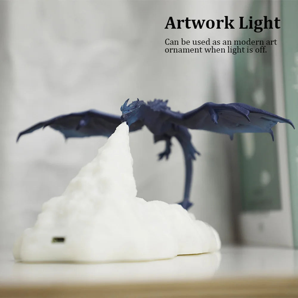 Moktan Sabai 3D Printed Dragon LED Night Light USB Rechargeable Fire Glow Lamp for Kids Bedroom