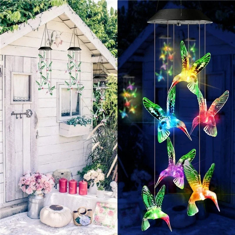 Moktan Sabai Solar LED Wind Chime Crystal Ball Color Changing Garden Hanging Light