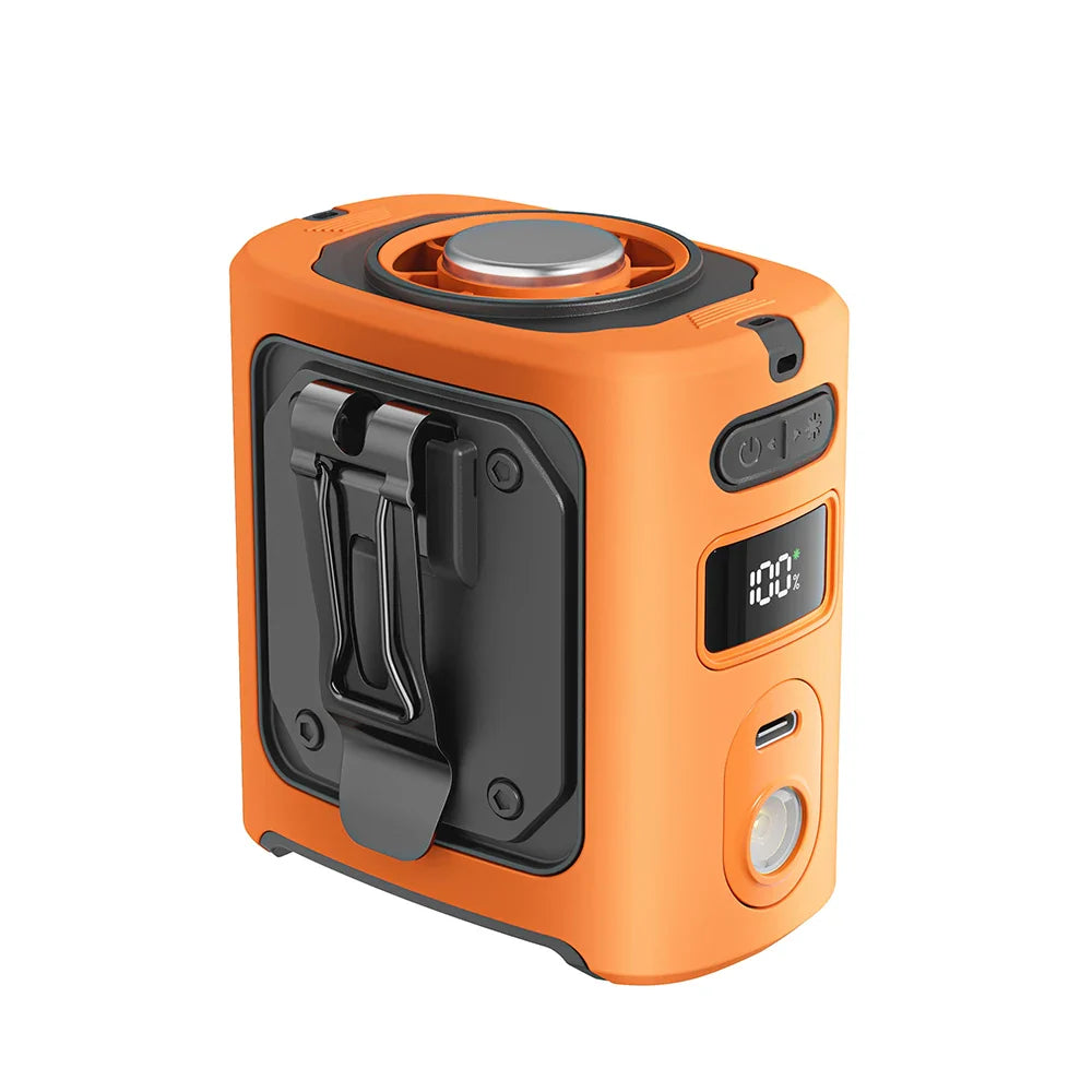 Moktan Sabai Cooling Companion | Portable Waist Fan with 8000mAh Battery | 100-Speed Adjustable for Ultimate Comfort Orange