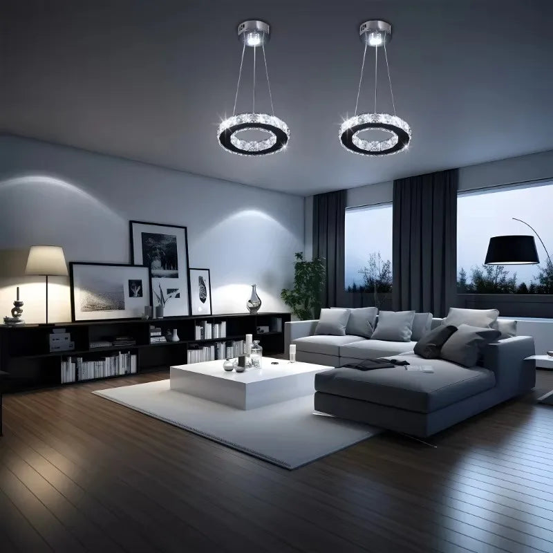 Moktan Sabai Modern LED Crystal Pendant Light Single Hanging Lamp for Bedroom Home Decor