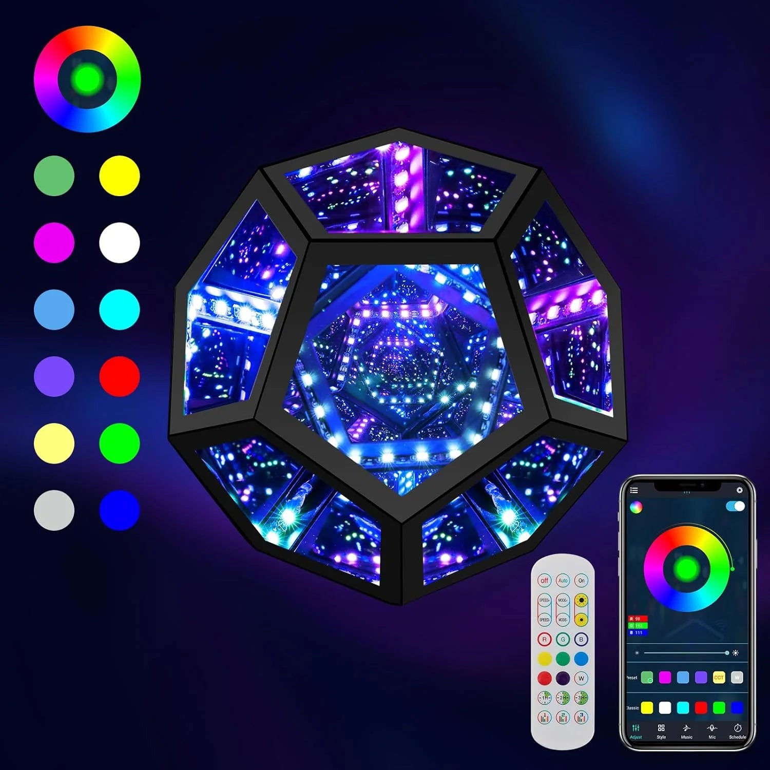 Moktan Sabai LED RGB Dodecahedron Night Light Geometric Colorful Space Lamp Home Decor Gift