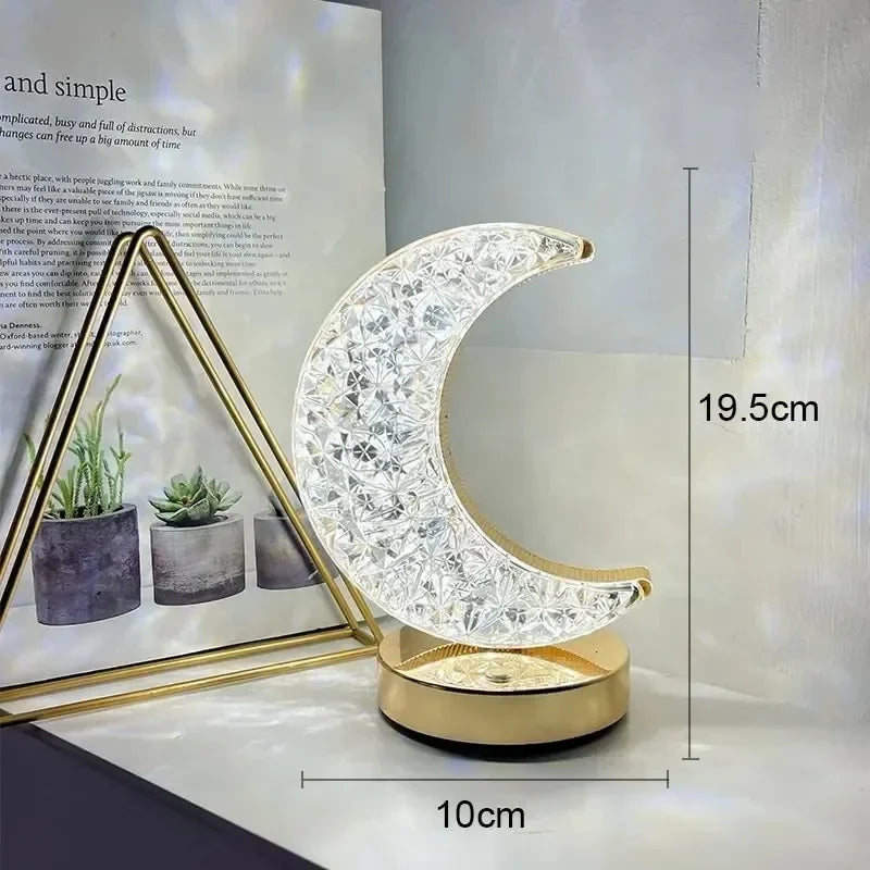 Moktan Sabai Crystal Touch LED Night Light – USB Dimmable Moon Lamp for Bedroom & Girls Room