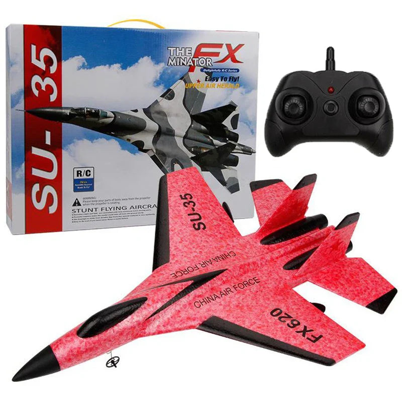 Moktan Sabai Kids RC Airplane 2.4GHz Fighter Jet Glider Remote Control Plane Red