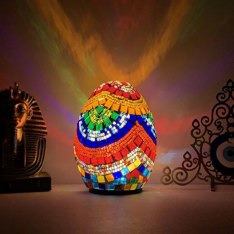 Moktan Sabai DIY Turkish Mosaic Egg Table Lamp Rechargeable Battery Bedside Desk Night Light