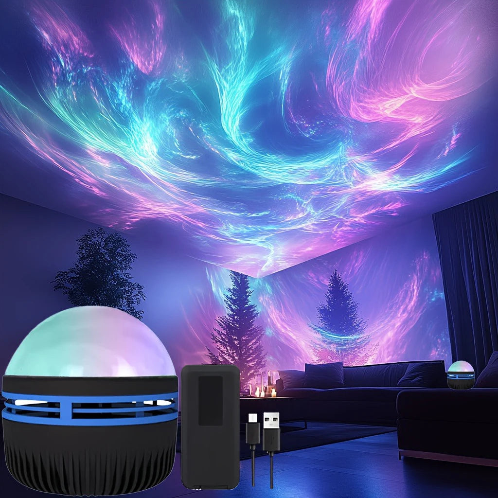 Moktan Sabai LED Northern Lights Projection Lamp Aurora Borealis USB Remote Color-Changing Light