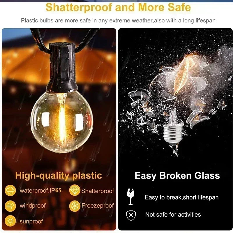 Moktan Sabai G40 Solar String Lights Outdoor 8 Modes Globe Bulb Waterproof Patio Garden Decor