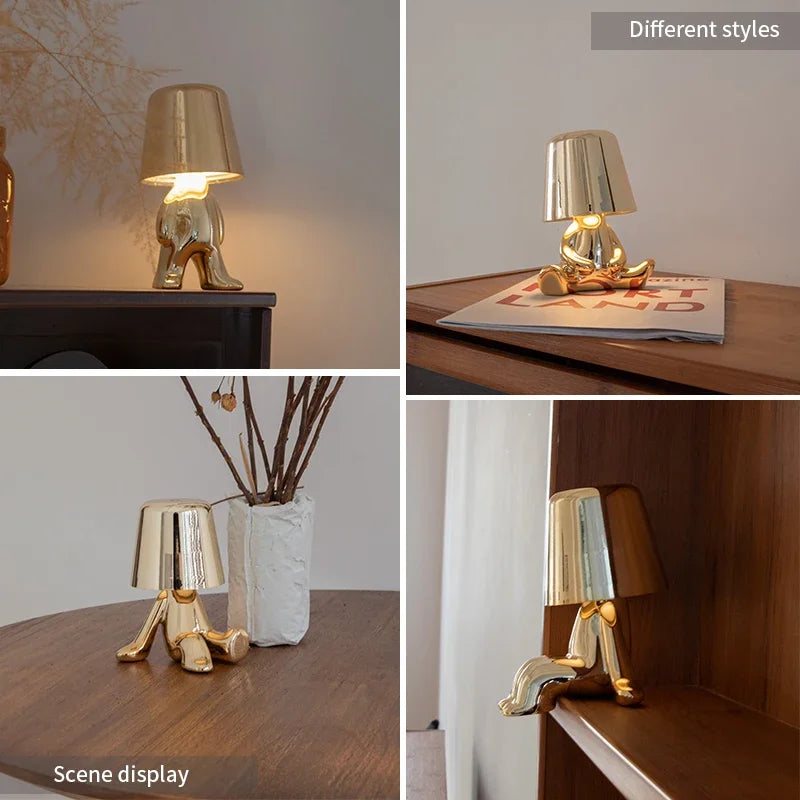 Moktan Sabai Nordic Golden Man Table Lamp LED USB Bedside Light Luxury Modern Room Decor