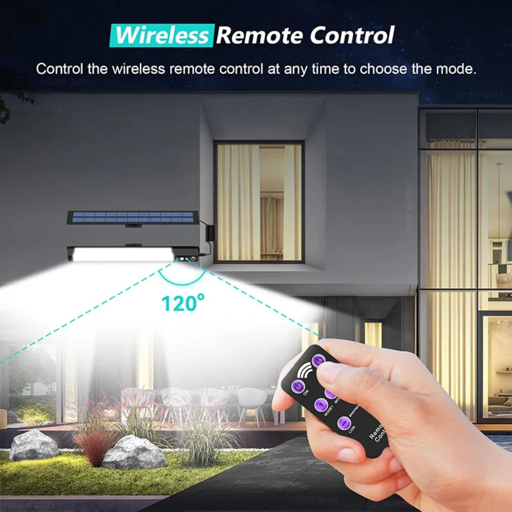 Solar Motion Sensor LED Wall Light Waterproof Outdoor Security Yard Fence Lamp