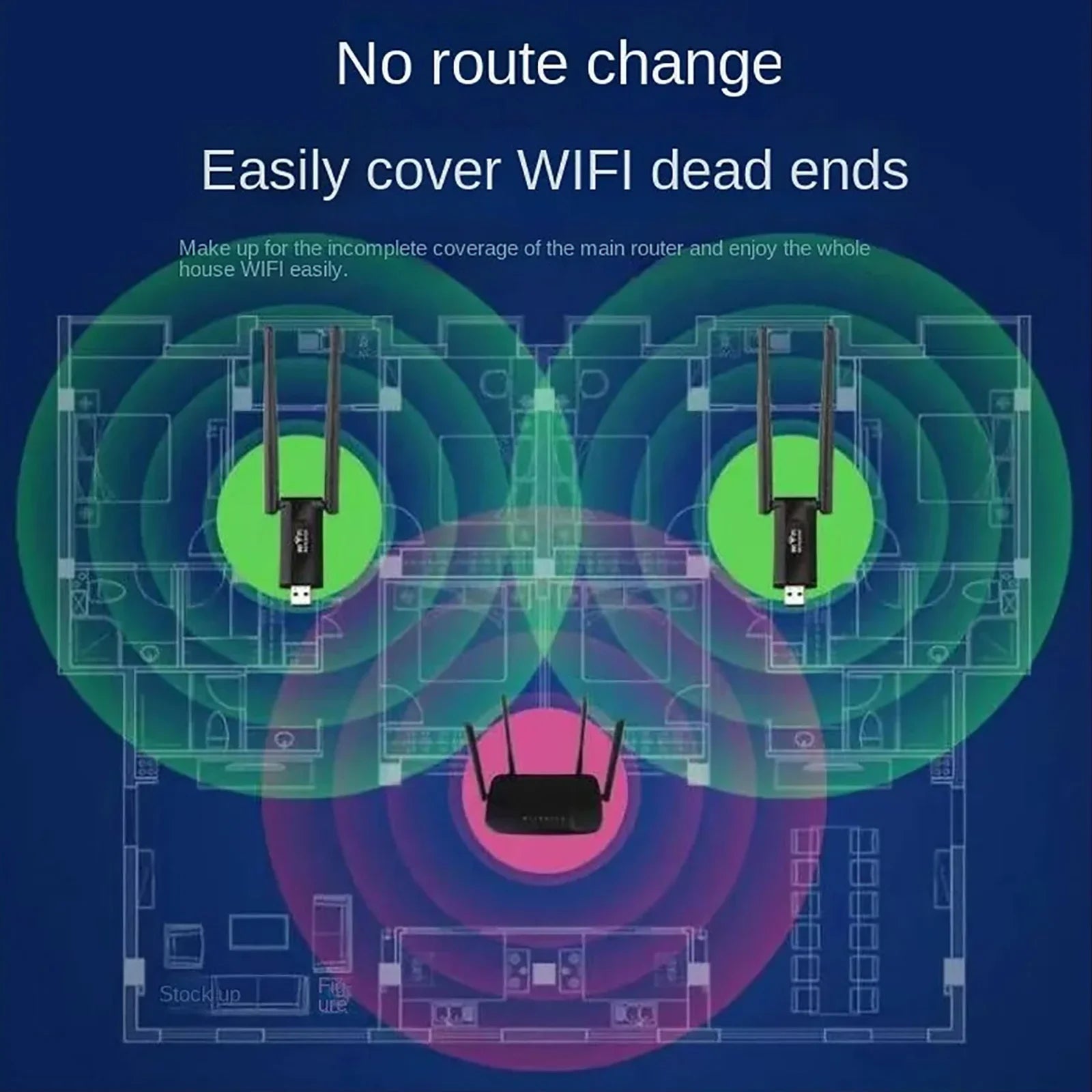 Moktan Sabai 300Mbps WiFi Extender 2.4G USB Signal Booster Long Range Repeater