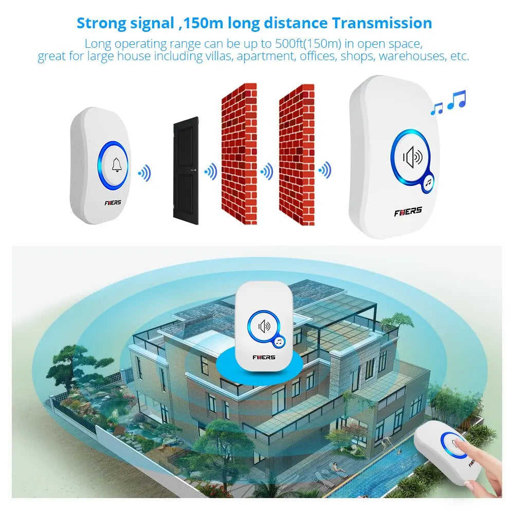 Moktan Sabai Wireless Waterproof Doorbell Welcome Chime 32 Songs Battery Operated