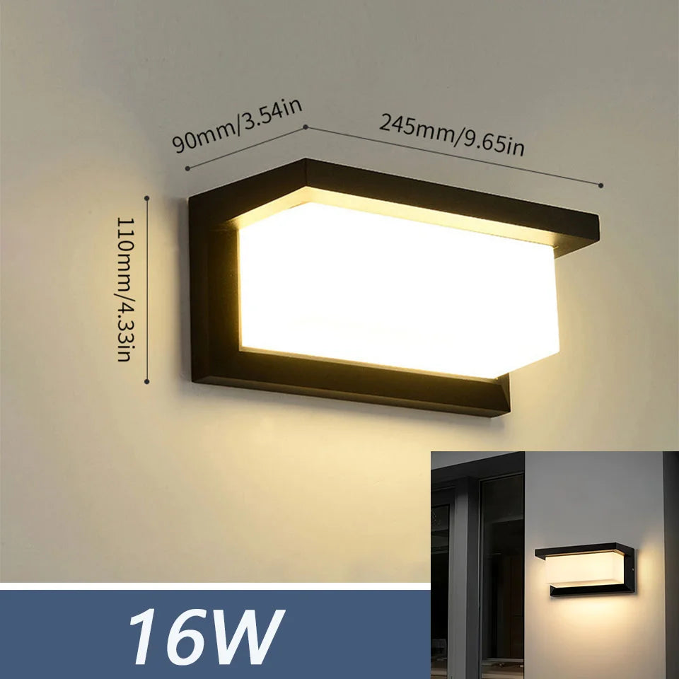 Moktan Sabai LED Outdoor Wall Light – IP66 Waterproof Motion Sensor Lamp for Porch & Garden Radar Motion Sensor Model A 16W Warm White