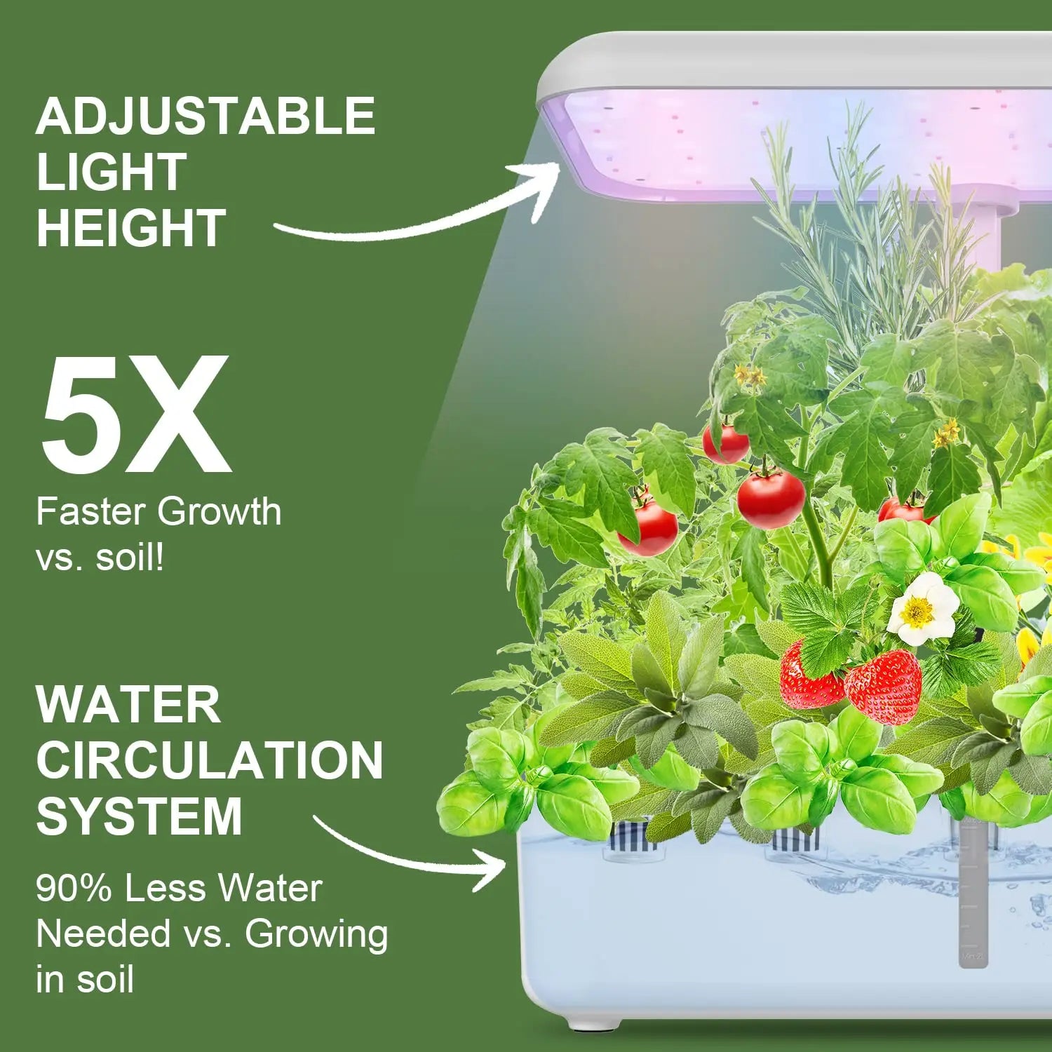 Moktan Sabai Smart WiFi Hydroponic Growing System Indoor Herb Garden LED Grow Light