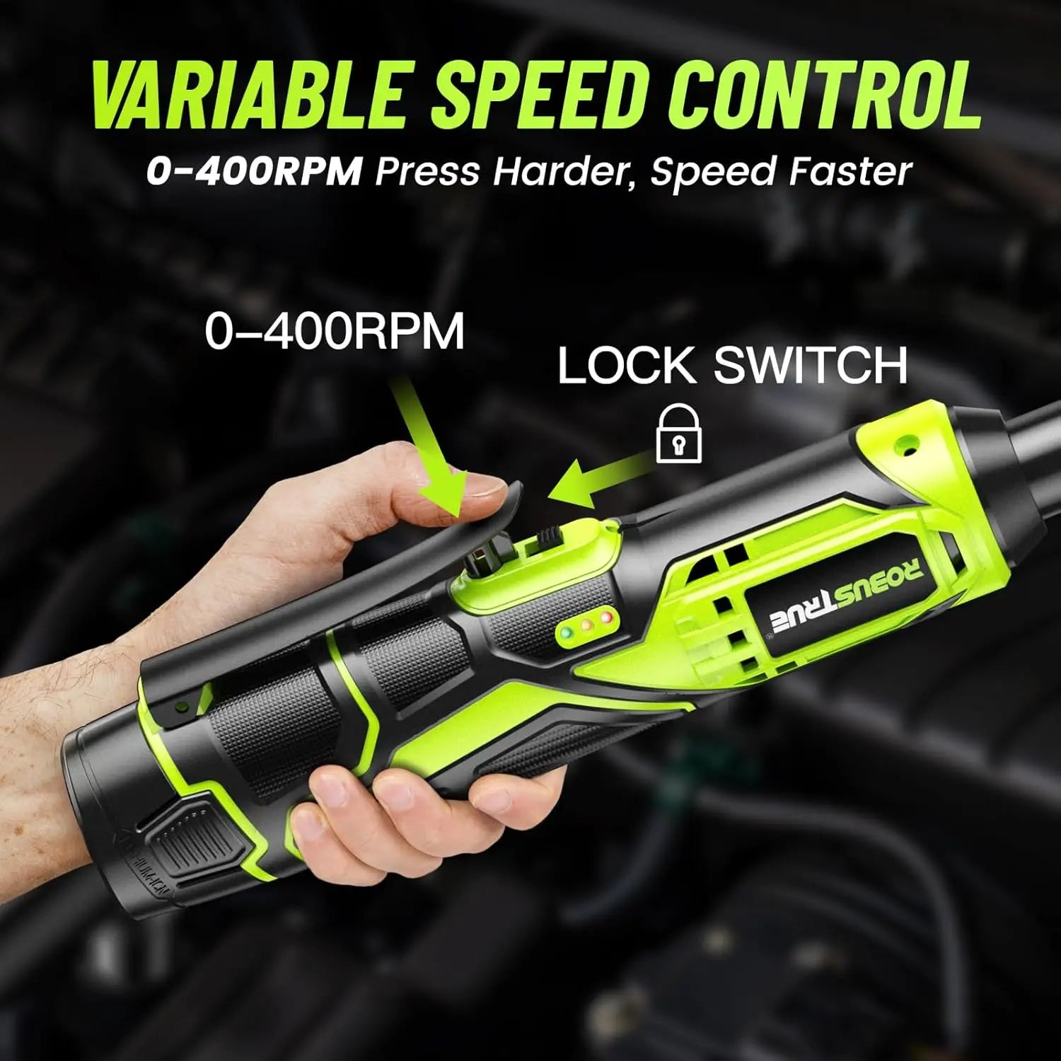 Moktan Sabai 3/8 Inch Cordless Electric Ratchet Wrench Variable Speed 400RPM Extended