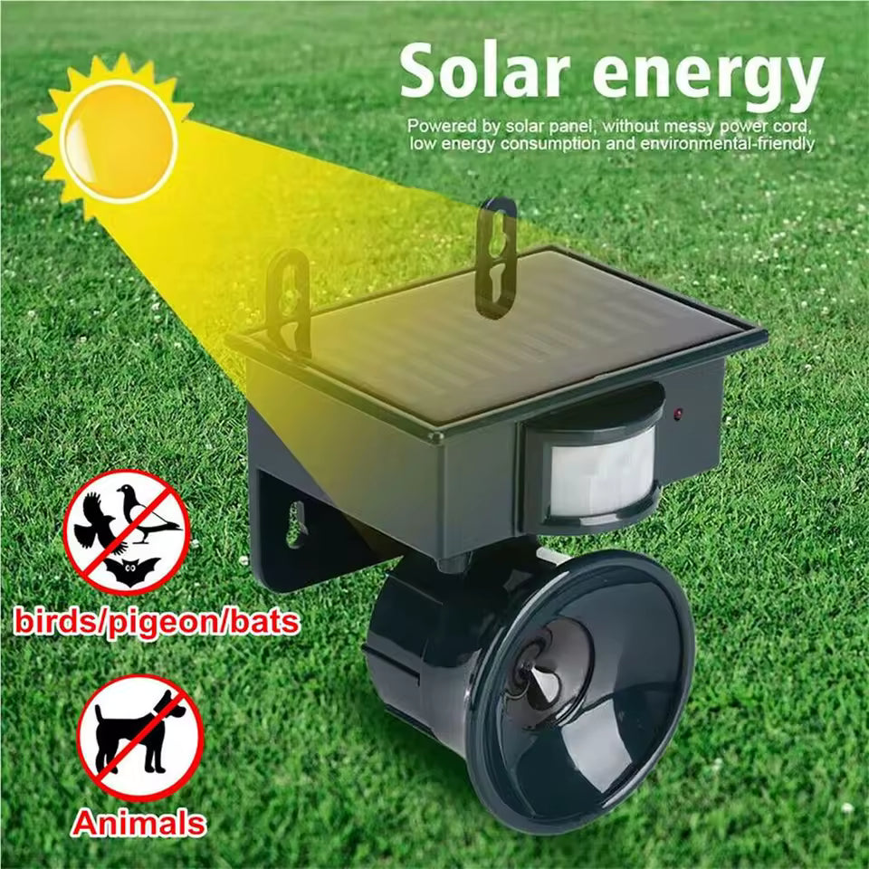 Moktan Sabai Solar Powered Bird Repeller Motion Sensor Ultrasonic Bird Deterrent