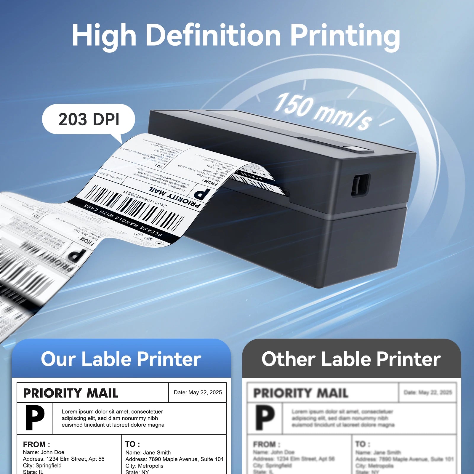 Moktan Sabai Wireless 4x6 Thermal Shipping Label Printer 300DPI Bluetooth WiFi Small Business