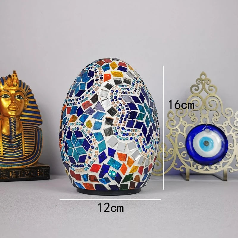 Moktan Sabai DIY Turkish Mosaic Egg Table Lamp Rechargeable Battery Bedside Desk Night Light