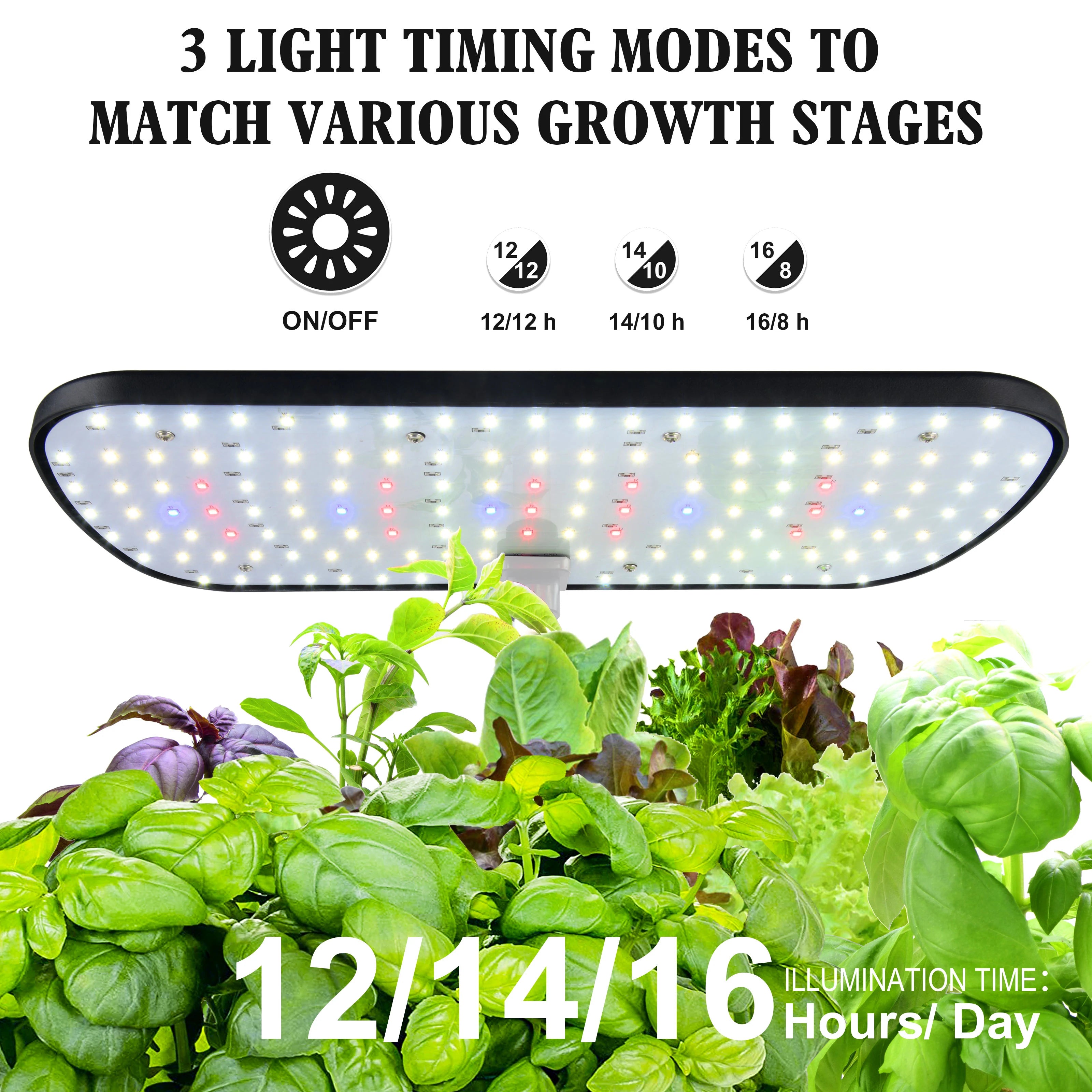 Moktan Sabai 12 Pod Hydroponic Growing System Indoor Herb Garden LED Grow Light Timer