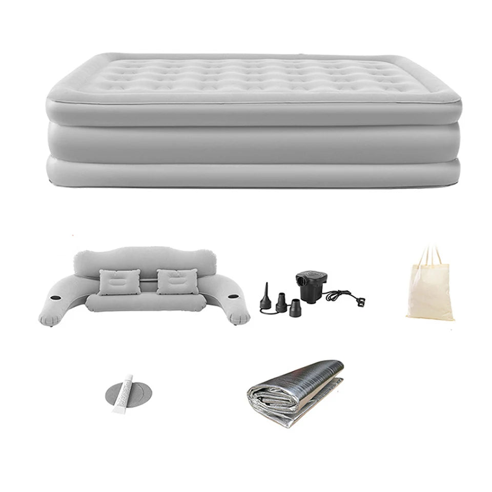 Moktan Sabai Air Mattress with Headboard Inflatable Bed Portable for Home Camping RV Travel