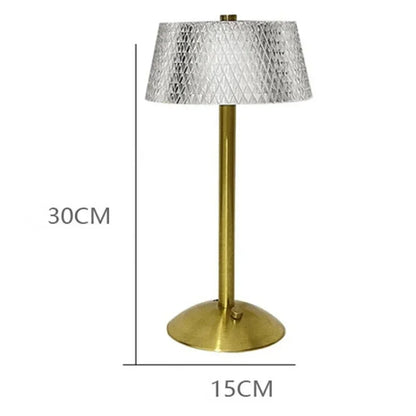 Luxury Touch LED Table Lamp Rechargeable 3 Color Bedside Glass Night Light