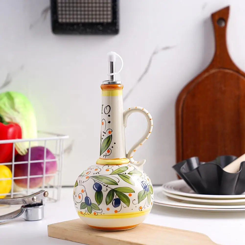 Moktan Sabai Ceramic Olive Oil Bottle | Mediterranean Dispenser