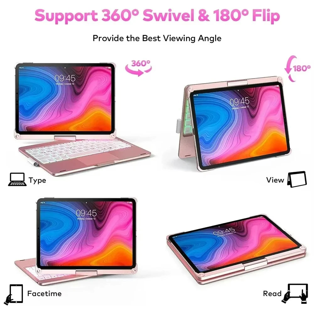 Moktan Sabai Magic Keyboard Case iPad 11th Gen 2025 iPad Air 11/13 Backlit 360°