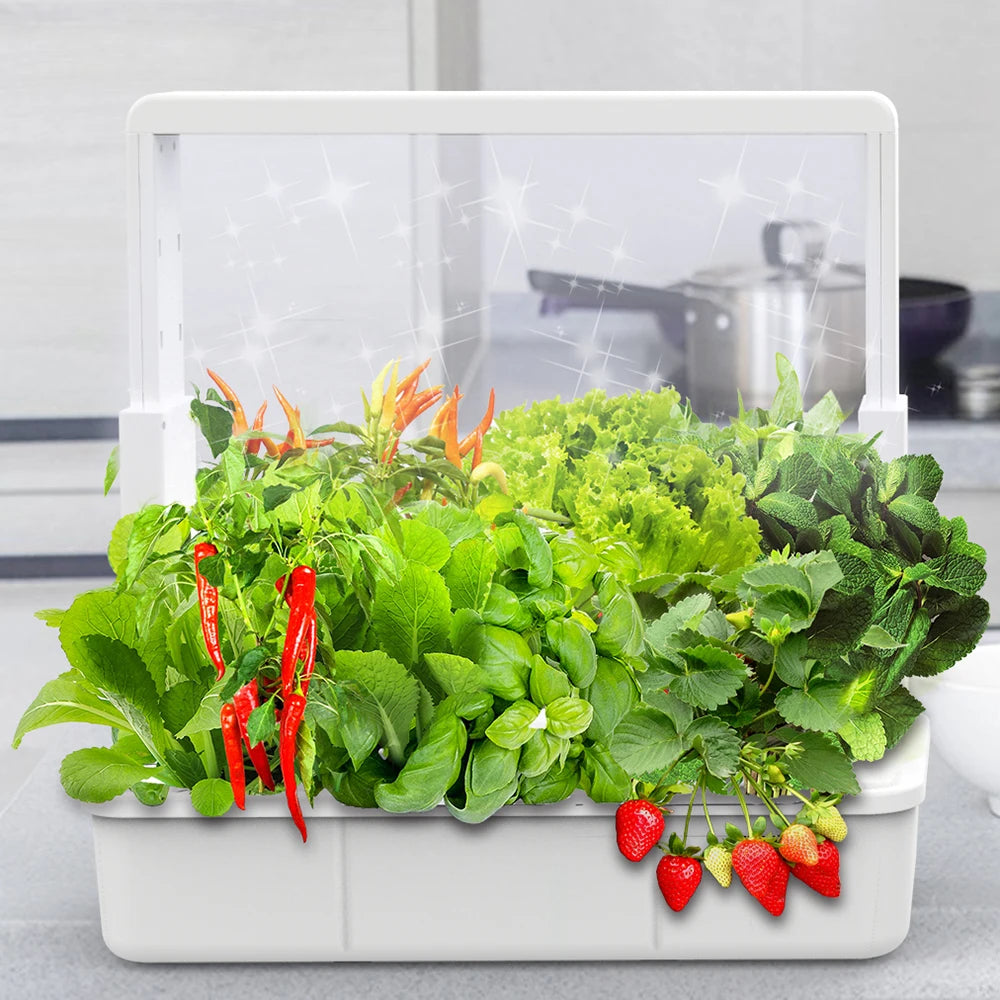 Moktan Sabai Hydroponic Growing System 15 Pod Indoor Garden Full Spectrum LED Smart Kit White US PLUG