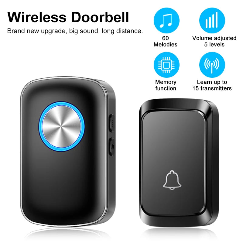 Moktan Sabai Wireless Smart Doorbell 300M Range Plug In 60 Melodies LED Light Volume Control