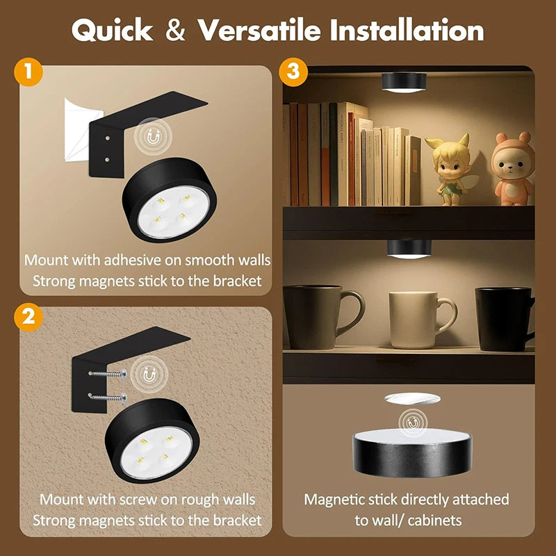 Moktan Sabai 3 Pack Magnetic Picture Lights with Remote Dimmable Battery Art Wall Lights