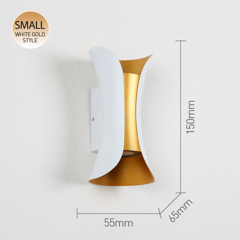 Moktan Sabai IP65 LED Outdoor Wall Light – 6W/10W Waterproof Aluminum Sconce for Porch Garden White Gold 15cm 6W