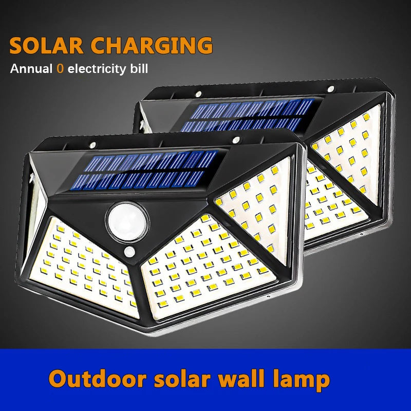 Moktan Sabai 100 LED Solar Motion Sensor Light | Waterproof Outdoor Wall Lamp for Yard Security