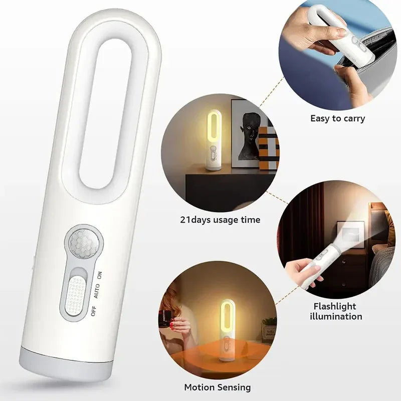 Moktan Sabai 2 in 1 Motion Sensor Night Light Portable Flashlight Bedroom Bathroom Bedside Lamp