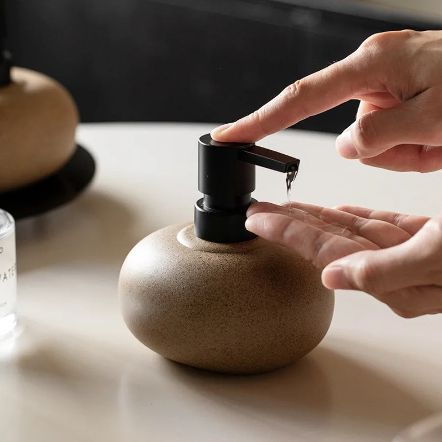 Moktan Sabai Ceramic Soap Dispenser | Nordic 300ml Pump Bottle