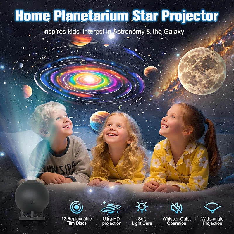 Moktan Sabai Galaxy Projector Star Projector with 12 Films Nebula Night Light Bedroom Ceiling