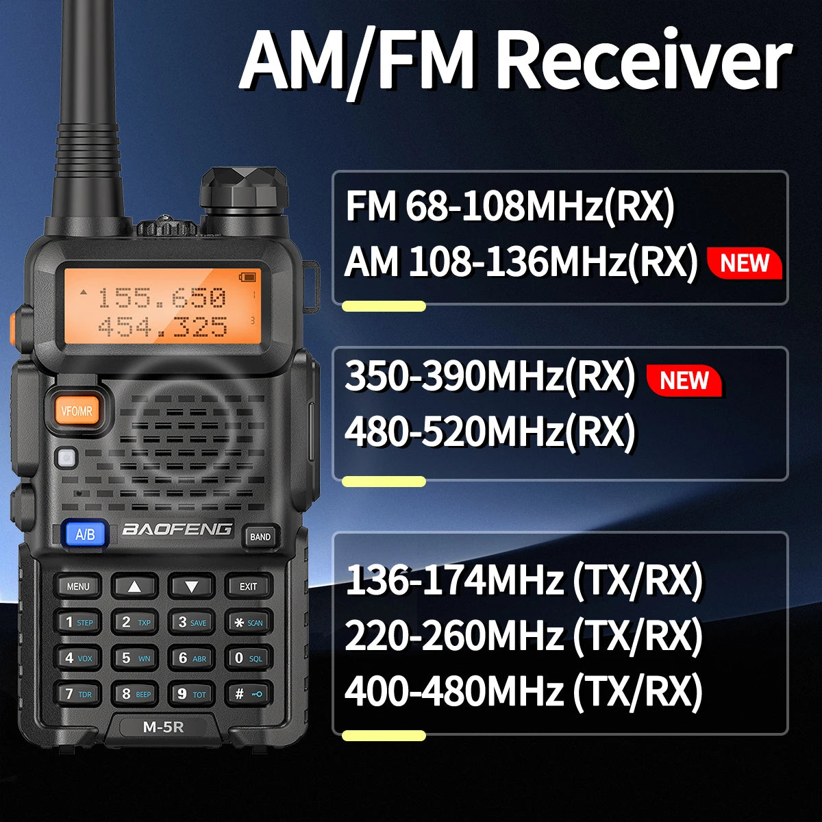 Moktan Sabai 8W Multi Band Walkie Talkie Long Range Two Way Radio USB C Handheld