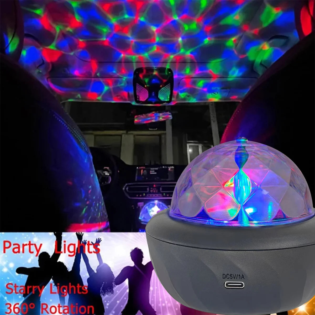 Moktan Sabai USB RGB Starry Night Sky Projector | Rotating Moon Stars Room Decor Lamp Crystal black USB Plug
