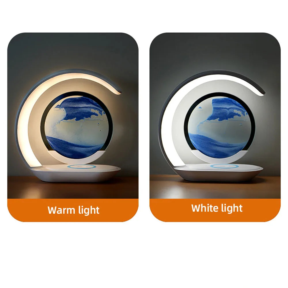 Moktan Sabai Quicksand Table Lamp USB Wireless Charging 3D Hourglass Desk Night Light