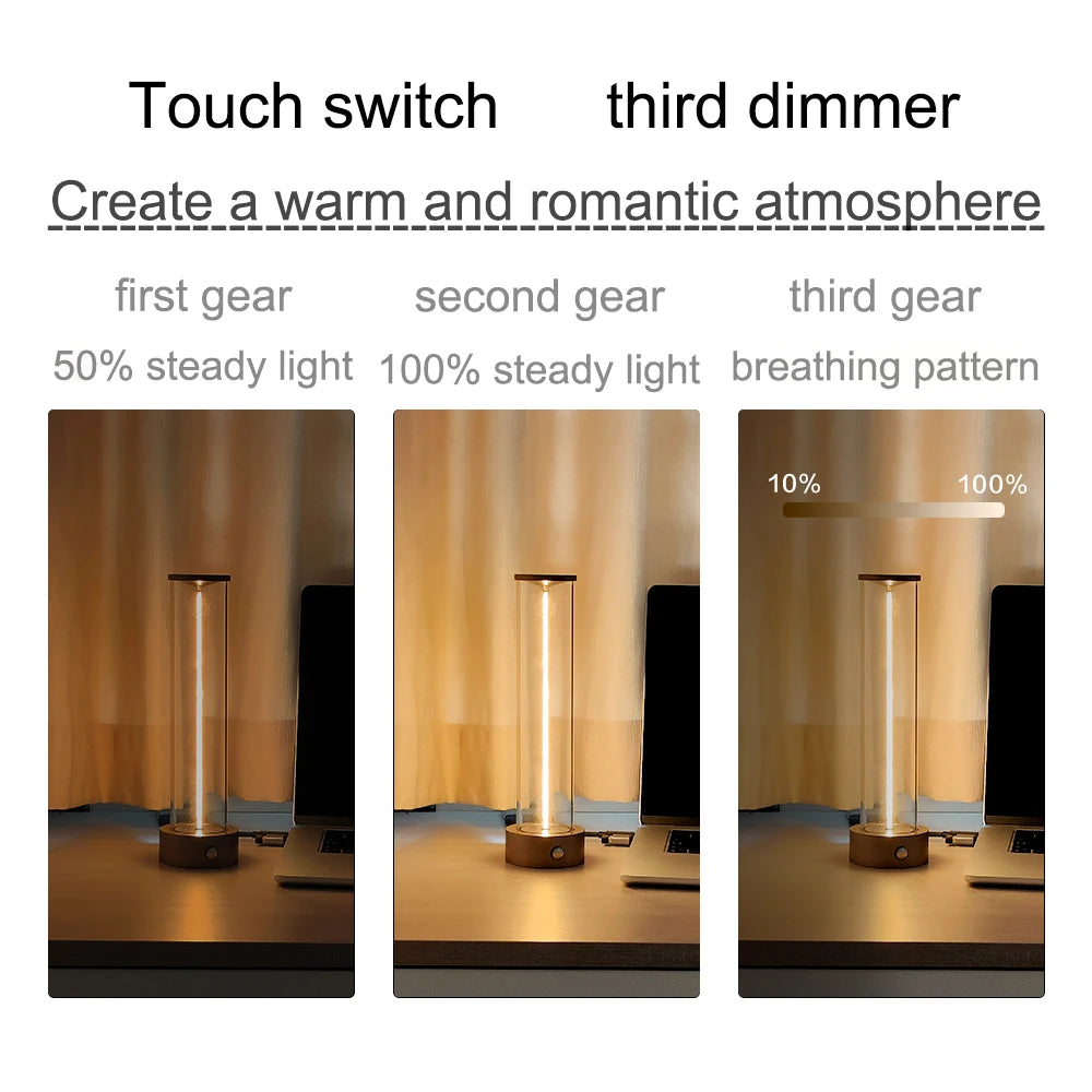 Moktan Sabai Minimalist Touch Bedside Table Lamp Cordless LED Nightstand Light Dimmable