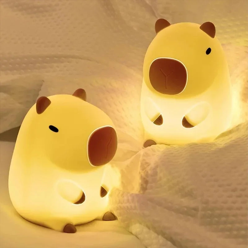 Moktan Sabai Cute Capybara Night Light Silicone LED Bedside Lamp Cartoon Sleep Decor Gift