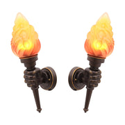 Moktan Sabai Pack of 2 Rustic Outdoor Wall Lights LED Flame Torch Lamps E27 Garden Lighting Chocolate Red 31-40W