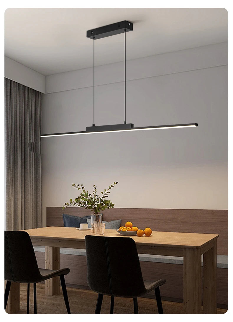 Moktan Sabai Modern Long Pendant Light – Minimalist Dining Room Chandelier for Kitchen & Living