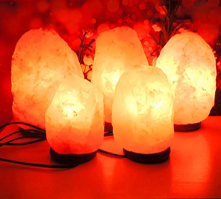 Moktan Sabai Himalayan Salt Lamp 7 Color USB Night Light Wooden Base Table Lamp for Bedroom