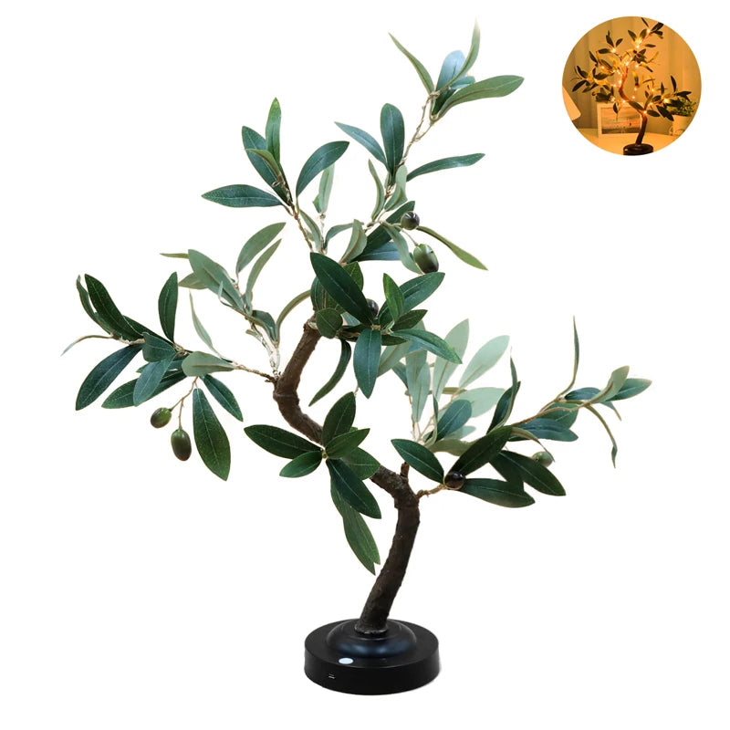Moktan Sabai LED Tree Lights Green Battery Table Lamp Indoor Outdoor Bedroom Living Room Decor Green Warm white