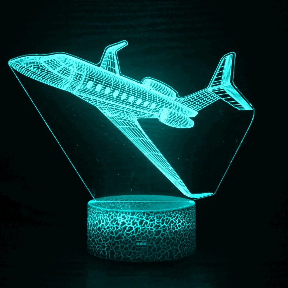 Moktan Sabai Airplane 3D LED Night Light | USB Illusion Bedside Lamp for Bedroom Decor Crack Base