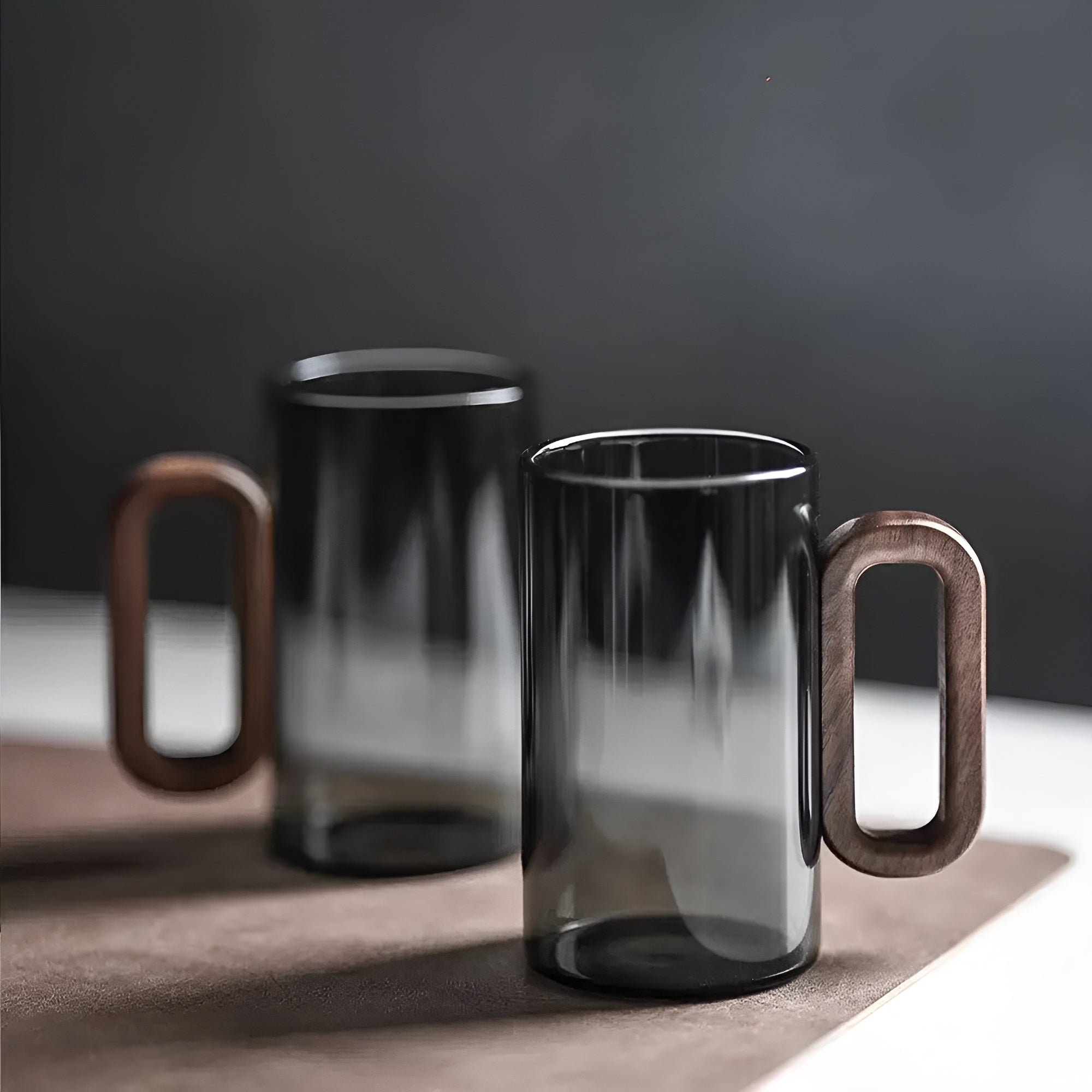 Moktan Sabai Glass Coffee Mug with Wooden Handle | Heat Resistant 350ml Cup