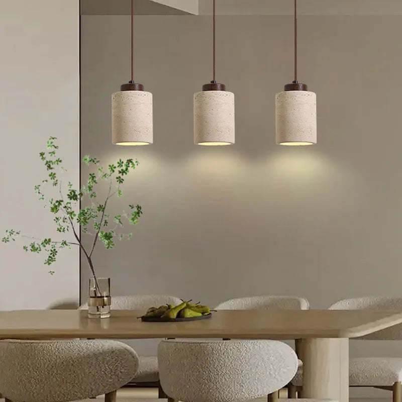 Moktan Sabai Japanese Wabi Sabi Stone Pendant Light – Modern Bedside Hanging Lamp for Bedroom
